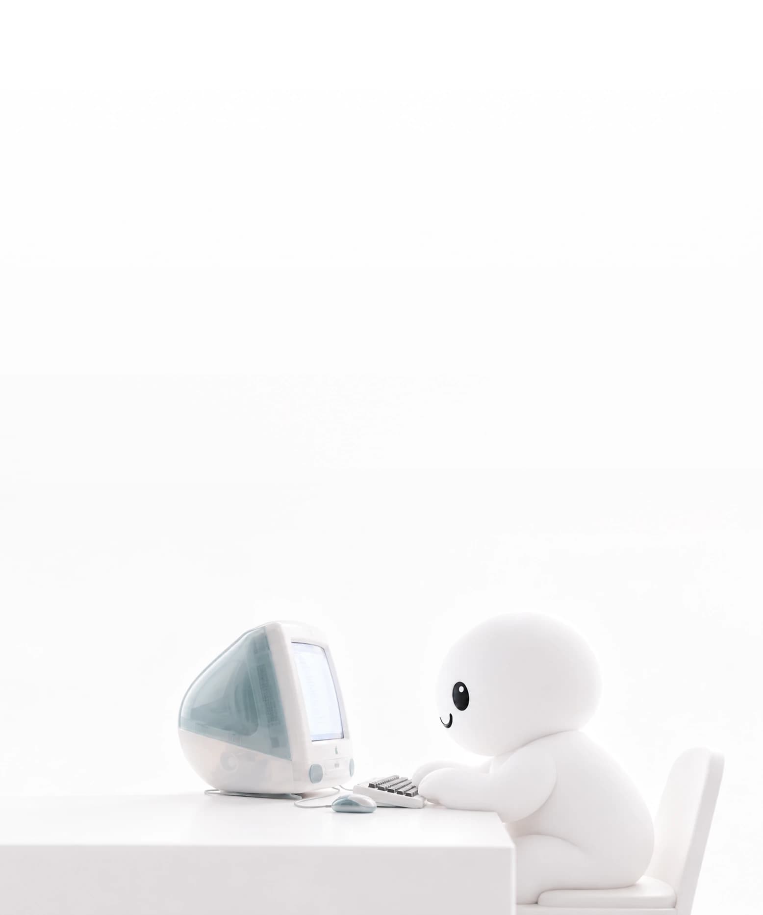 Holo sitting at a computer